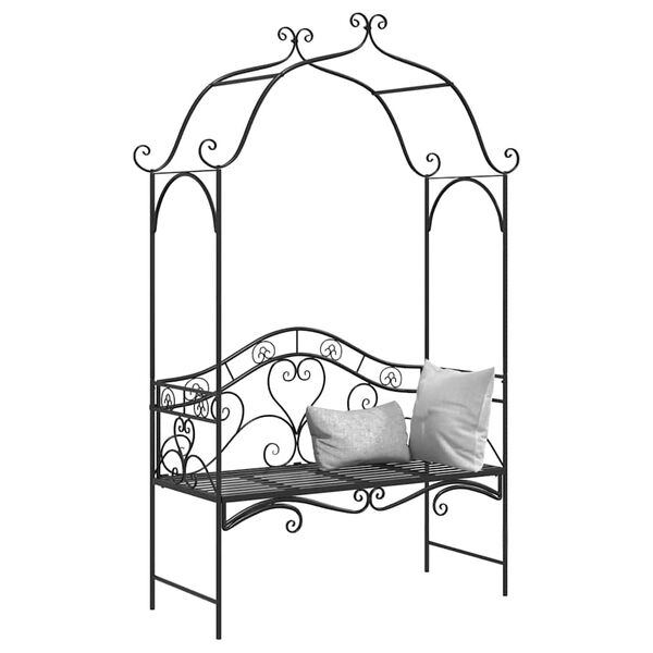 vidaXL Gartenbank Schwarz 121 x 48 x 200 cm Stahl