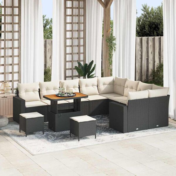 vidaXL Gartensofa-set 12 pcs Schwarz Poly-Rattan