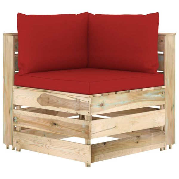 vidaXL 3-tlg. Garten-Lounge-Set mit Kissen Gr&uuml;n Impr&auml;gniertes Holz
