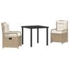vidaXL Garten Essgruppe 3 stk. Beige und Cremewei&szlig; Poly-Rattan