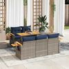 vidaXL 6-tlg. Garten-Sofagarnitur mit Kissen Grau Poly Rattan