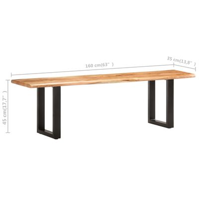vidaXL Sitzbank mit Naturkanten 160 cm Akazie Massivholz und Stahl