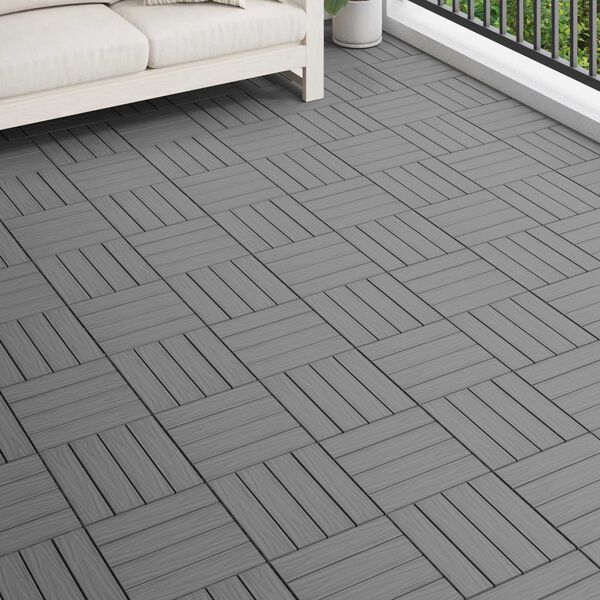 vidaXL Terrassenfliese 3D-Design 11 pcs Grau 30 x 30 cm WPC