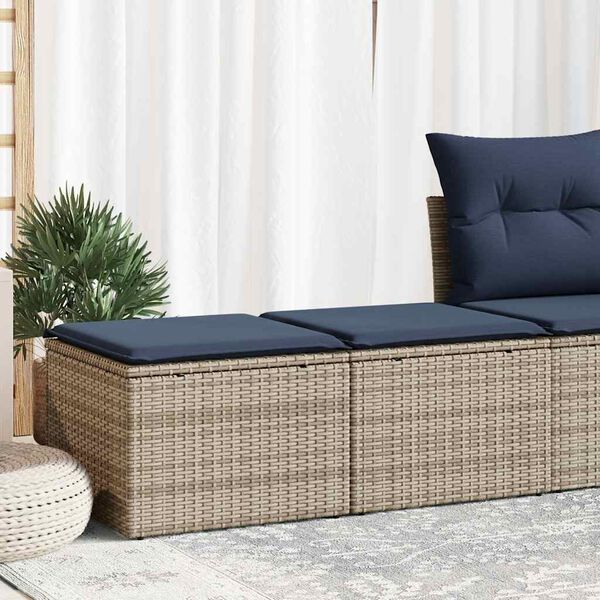 vidaXL 2-tlg. Garten-Sofagarnitur mit Kissen Grau Poly Rattan Akazie