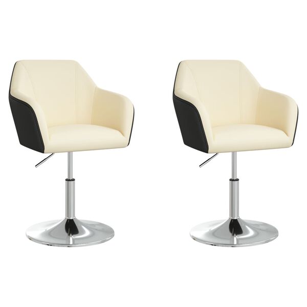 vidaXL Esszimmerst&uuml;hle 2 Stk. Creme und Schwarz Kunstleder