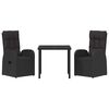 vidaXL Garten Essgruppe mit Kissen 3 pcs Schwarz Poly-Rattan