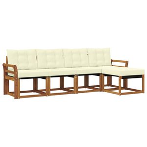 vidaXL Outdoor-Sofagarnitur mit Kissen 5 pcs Natur und Creme