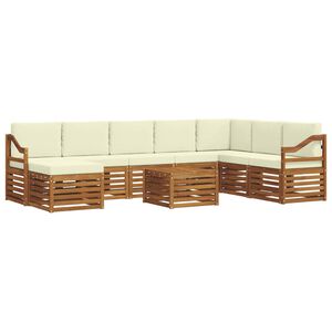 vidaXL Outdoor-Sofagarnitur 9 pcs Natur und Creme Massivholz Akazie