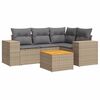 vidaXL 5-tlg. Garten-Sofagarnitur mit Kissen Beige Poly Rattan