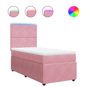 vidaXL Boxspringbett mit Matratze Rosa 80x200 cm Samt