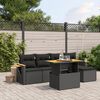 vidaXL 6-tlg. Garten-Sofagarnitur mit Kissen Beige Poly Rattan Akazie