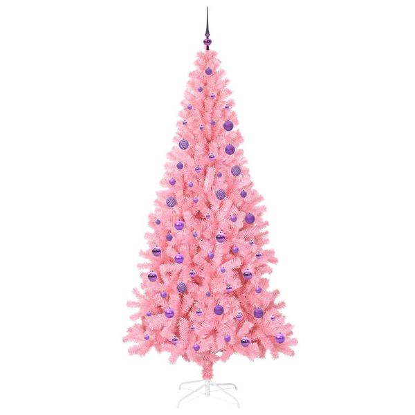 vidaXL Weihnachtsbaum mit 300 LEDs mit St&auml;nder Rosa 180 cm PVC