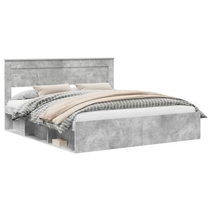 vidaXL Bettrahmen mit Kopfteil Beton 180 x 200 cm Massives Kiefernholz