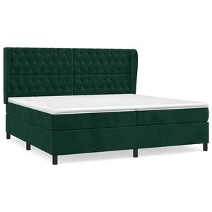 vidaXL Boxspringbett mit Matratze Dunkelgr&uuml;n 200x200 cm Samt