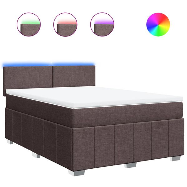 vidaXL Boxspringbett mit Matratze Dunkelbraun 160x200 cm Stoff