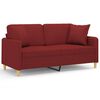 vidaXL 2-Sitzer-Sofa mit Kissen Weinrot 140 cm Stoff