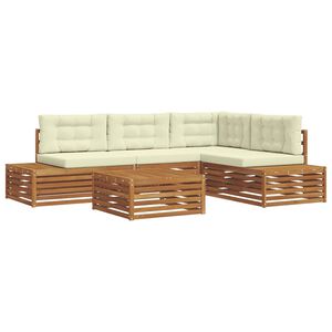 vidaXL Outdoor-Sofagarnitur 6 stk. 4-Sitzer Natur und Creme