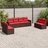 vidaXL 8-tlg. Garten-Sofagarnitur mit Kissen Braun Poly Rattan