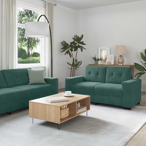 vidaXL | Sofa Set | 2 pcs Dunkelgr&uuml;n 221 x 78 x 80 cm Samt