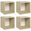vidaXL TV-Schr&auml;nke 4 Stk. Wei&szlig; Sonoma-Eiche 37x35x37 cm Holzwerkstoff