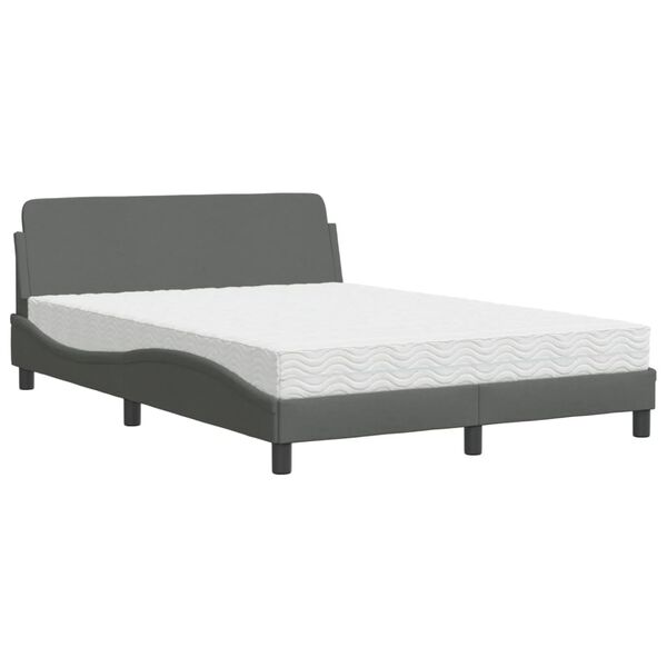 vidaXL Bett mit Matratze "Dover" Dunkelgrau 140x190 cm Stoff
