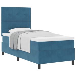 vidaXL Boxspringbett mit Matratze Dunkelblau 90 x 190 cm Stoff