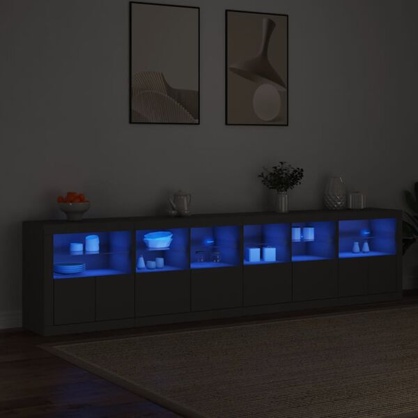 vidaXL Sideboard mit LED-Leuchten Schwarz 283x37x67 cm