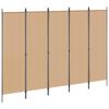 vidaXL 5-teiliger Raumteiler Beige 250 x 180 cm Stoff