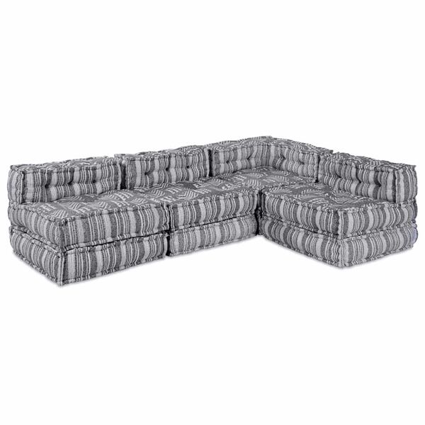vidaXL Modulares Sofa 4 pcs Grau Druck Stoff