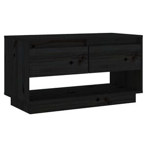 vidaXL TV-Schrank Schwarz 74x34x40 cm Massivholz Kiefer