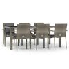 vidaXL 7-tlg. Garten-Essgruppe mit Kissen Grau Poly Rattan