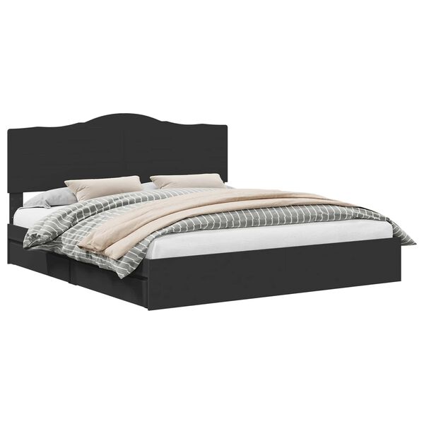 vidaXL Aufbewahrungsbett Schwarz 200 x 200 cm Holzwerkstoff