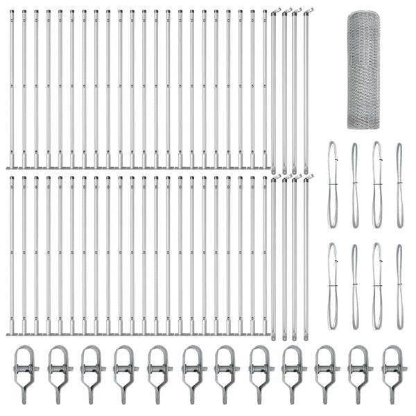 vidaXL Zaunpfosten Silber 100 x 0,5 m (13 mm Netz) Stahl