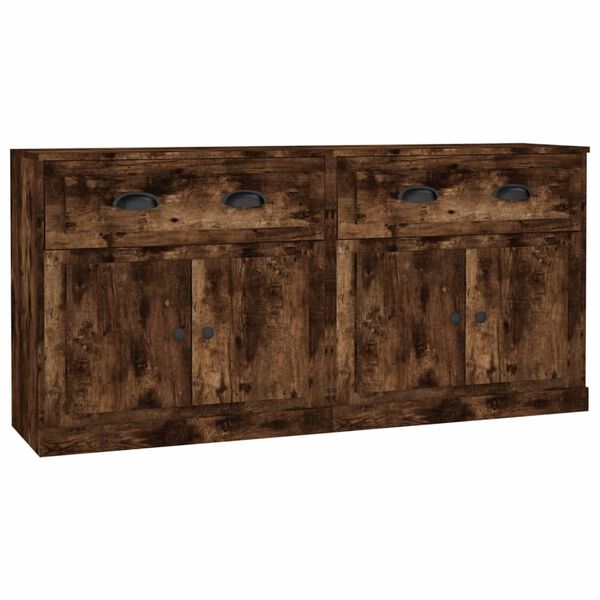 vidaXL Sideboards 2 Stk. Räuchereiche Holzwerkstoff