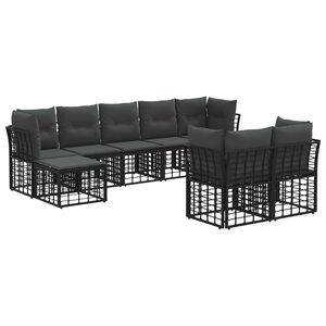 vidaXL Outdoor-Sofagarnitur Schwarz und Dunkelgrau Polyester