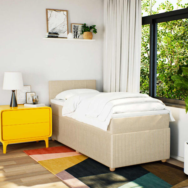 vidaXL Boxspringbett mit Matratze Creme 100x200 cm Stoff