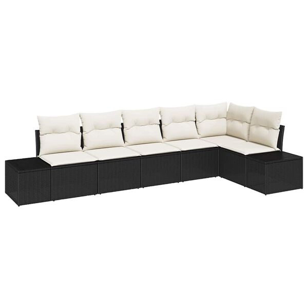 vidaXL Gartensofa-set mit Kissen 6 pcs Schwarz und Creme Poly-Rattan