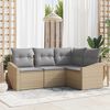 vidaXL Sofa Set mit Kissen 4 pcs Beige Poly-Rattan