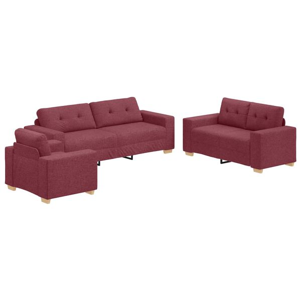 vidaXL Sofa 3 pcs Wind Rot Leinenmischgewebe