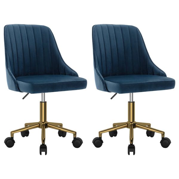 vidaXL Esszimmerst&uuml;hle 2 Stk. Drehbar Blau Samt