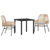 vidaXL Garten Essgruppe mit Kissen 3 pcs Braun Poly-Rattan