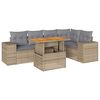vidaXL 6-tlg. Garten-Sofagarnitur mit Kissen Beige Poly Rattan