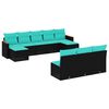 vidaXL 10-teiliges Gartensofa-Set mit Kissen, schwarzes Polyrattan