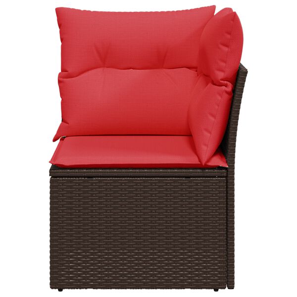 vidaXL Garten-Ecksofa mit Kissen Braun Poly Rattan