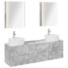 vidaXL Badezimmerm&ouml;bel-Set 5 pcs Betongrau Ingenieurholz und Glas