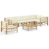 vidaXL 7-tlg. Garten-Lounge-Set mit Cremewei&szlig;en Kissen Bambus