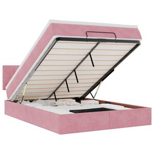 vidaXL Ottoman-Bett mit Matratze Rosa 140x200 cm Samt