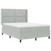 vidaXL Boxspringbett mit LED-Lichtleisten Hellgrau 140 x 190 cm Samt