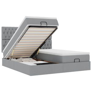 vidaXL Ottoman-Bett mit Matratzen Hellgrau 200x200 cm Stoff