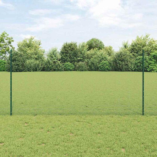 vidaXL Zaun mit Pfosten Gr&uuml;n 1,2 x 10 m Stahl und PVC